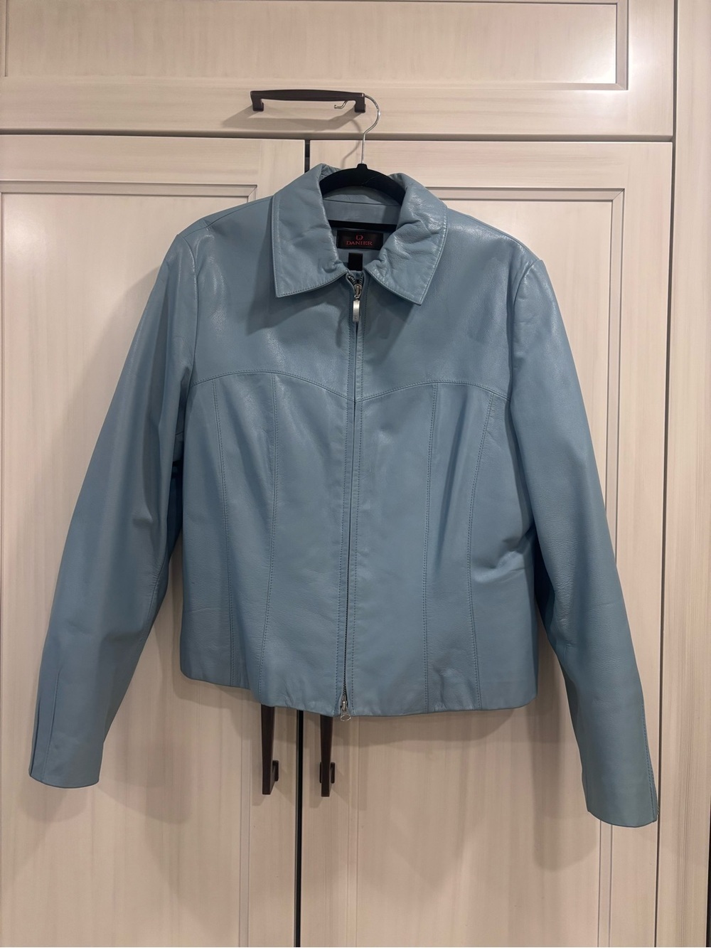 Vintage DANIER Pale Blue Genuine Leather Jacket Women's Leg NEW 3963